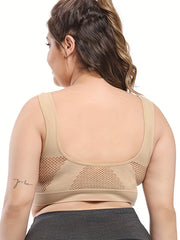 Plus Size Sports Bra Hollow Out High Stretch Fitness Running Tank Bra