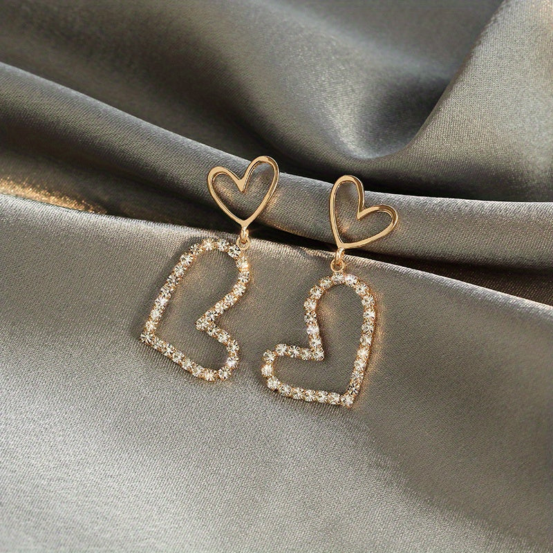 Heart Shaped Rhinestone Earrings