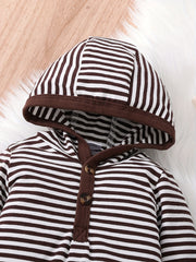 3pcs Boys Bear Print Bodysuit & Sweatshirt & Pants Set for Fall Winter