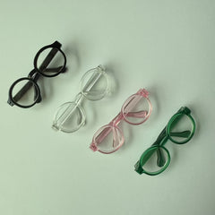 4pc Doll Glasses Set Pink Green Frames Clear Lenses Craft Decor Play Accessory