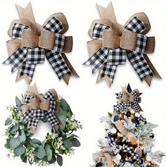 Checkered Christmas Gift Bow for Decoration
