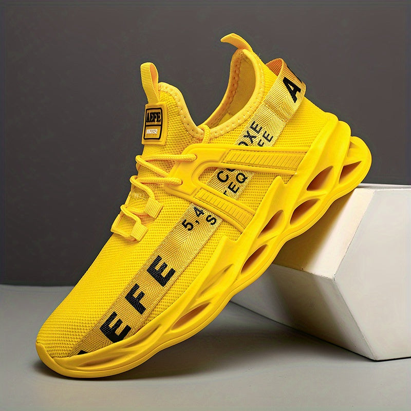 Men's Blade Sneakers Letter Print Lace Up Knitted Shoes