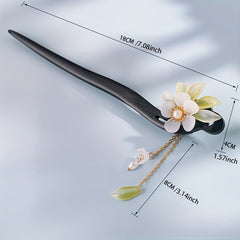 Chinese Style Flower Hairpin Wooden Hair Stick Ancient Costume Headwear