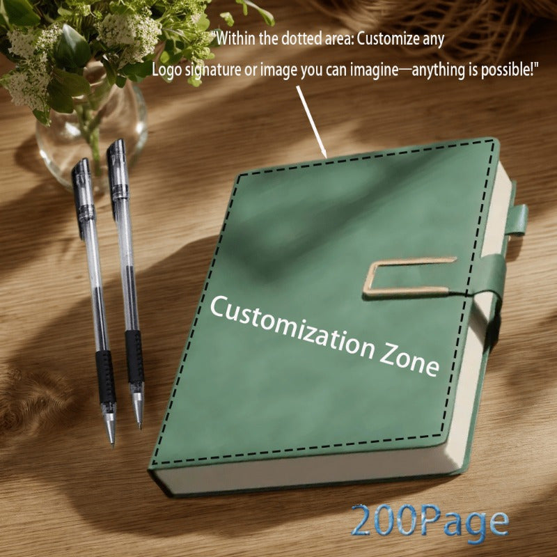 Personalized A5 Faux Leather Notebook with Custom Logo, Name, and Image