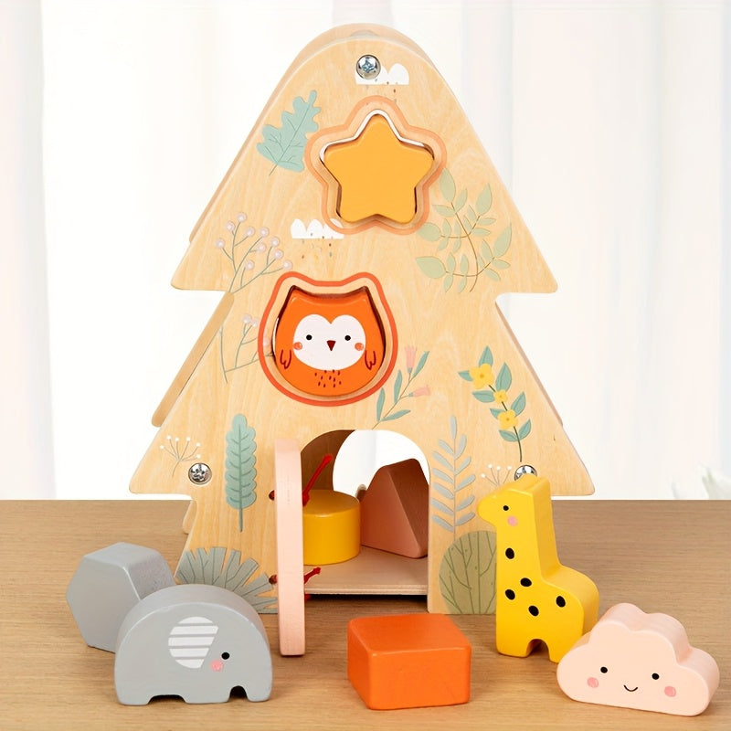 Wooden Tree Wisdom House Matching Blocks for Kids 3+ Years