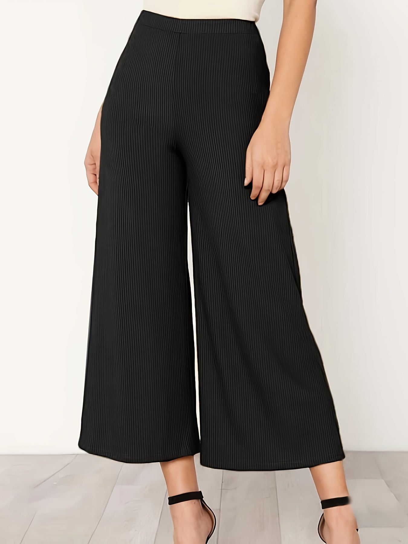  High Rise Wide Leg Crop Trousers