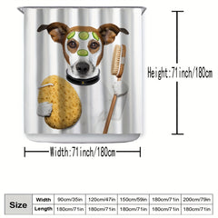 Funny Dog Pattern Shower Curtain Waterproof Mildew Proof Bath Curtain