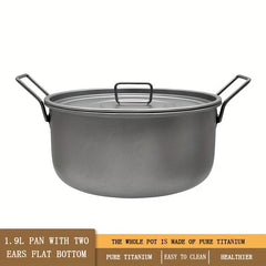 9L Titanium Pot with Foldable Handle & Lid for Camping - Outdoor Tableware