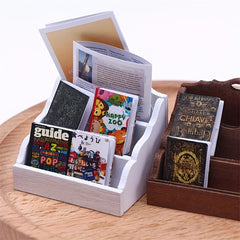 Wooden Bookshelf & Desk Set for Toy House Decor Study Scene Replica