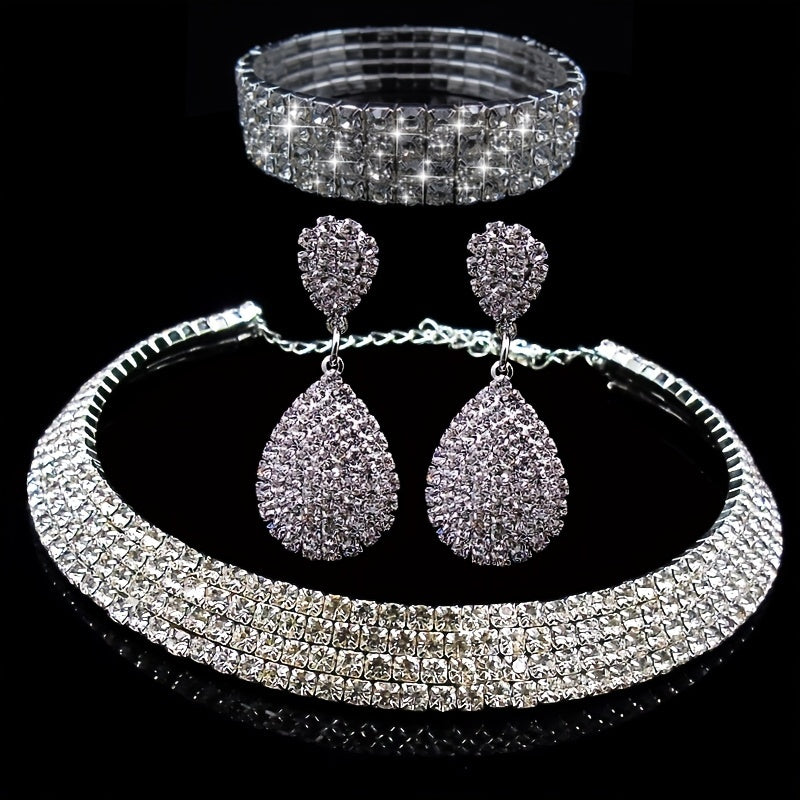 Exaggerated Wedding Jewelry Set Choker Necklace Earrings Bracelet
