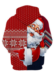 Christmas Santa Claus Print Hoodie Men's Pullover Hooded Sweatshirt