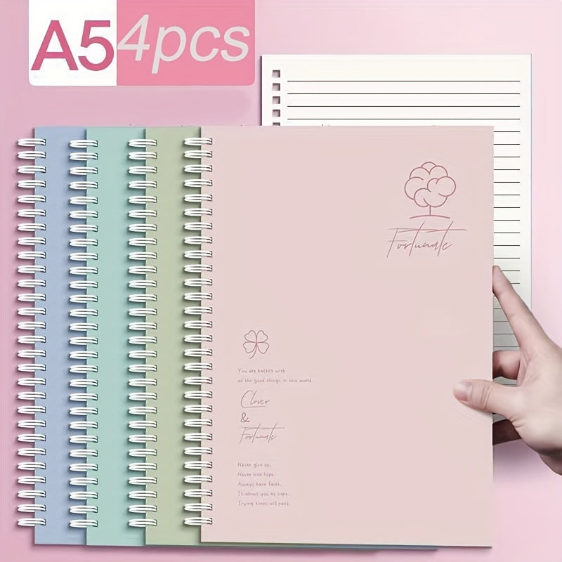 4pcs set A5 Coil Notebook Thickened Notepad Journal Spiral Coil Notebook