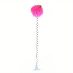 Interactive Plush Cat Toy with Feather Bell and Suction Cup