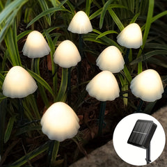 Solar Mushroom Lights 10ct Waterproof Patio Fairy Lights with Remote Control