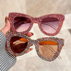 Y2K Rhinestone Cat Eye Sunglasses Bling Sun Shades UV400