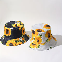 Sunflower Printed Bucket Hat Lightweight Sunscreen Fisherman Cap