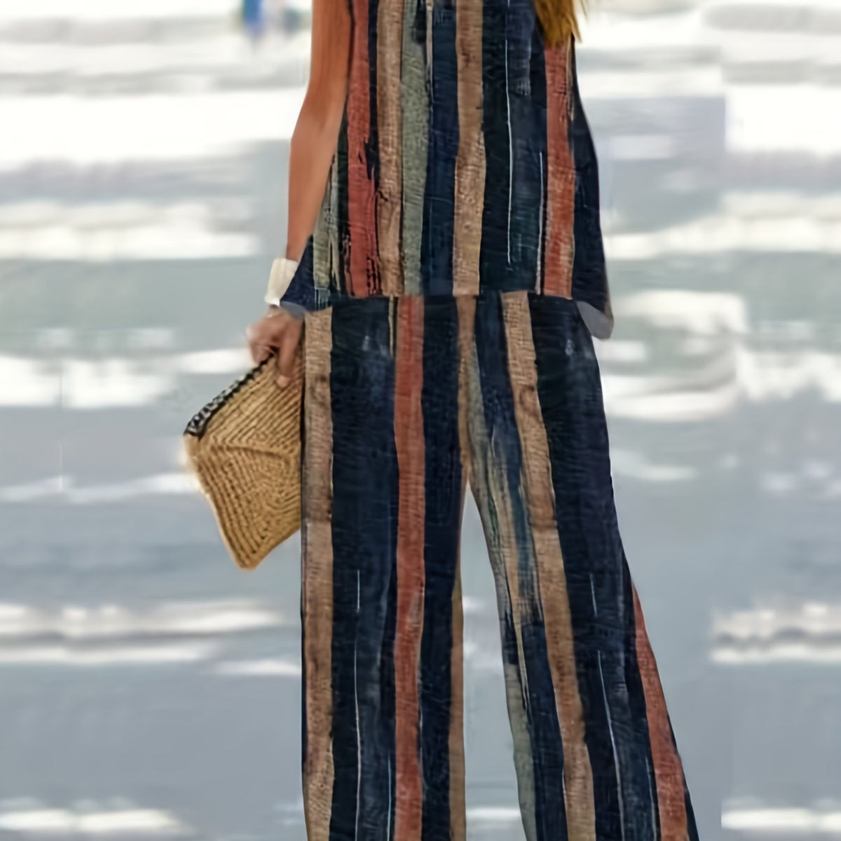  Tie Dye Stripe Print Cami Top & Pants Set