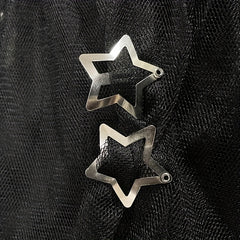 10pcs Y2K Silvery Star Snap Clip Alloy Hair Clip Sweet Duck Billed Hair Clip