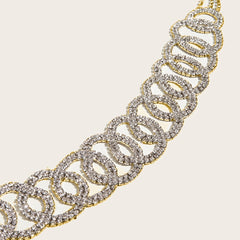 Golden Rhinestone Circle Decor Belt Double Circle Waist Chains