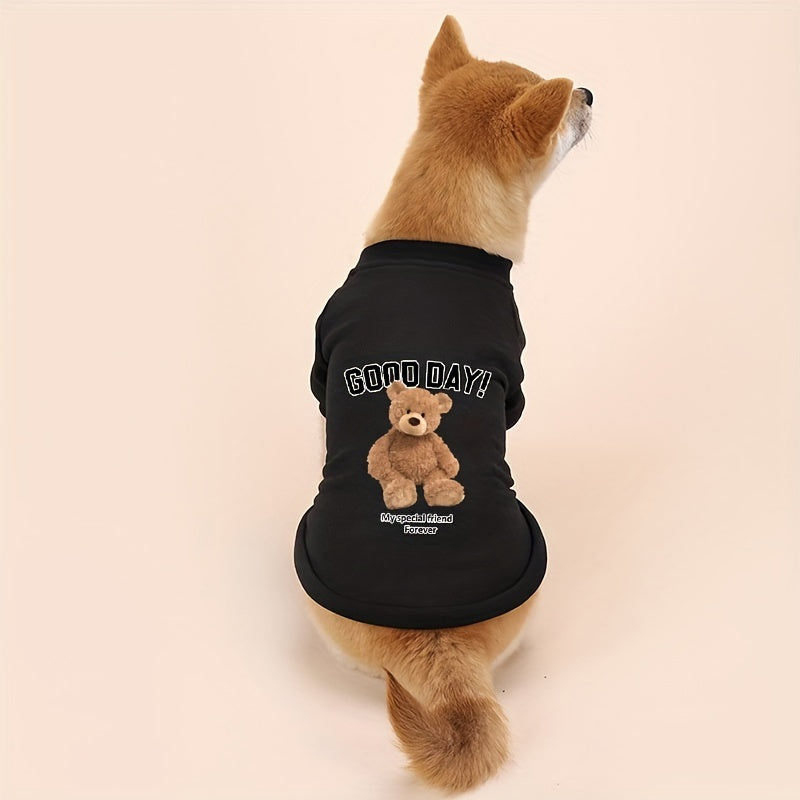 Bear Graphic Pet Crew Neck Sweater For Autumn And Winter