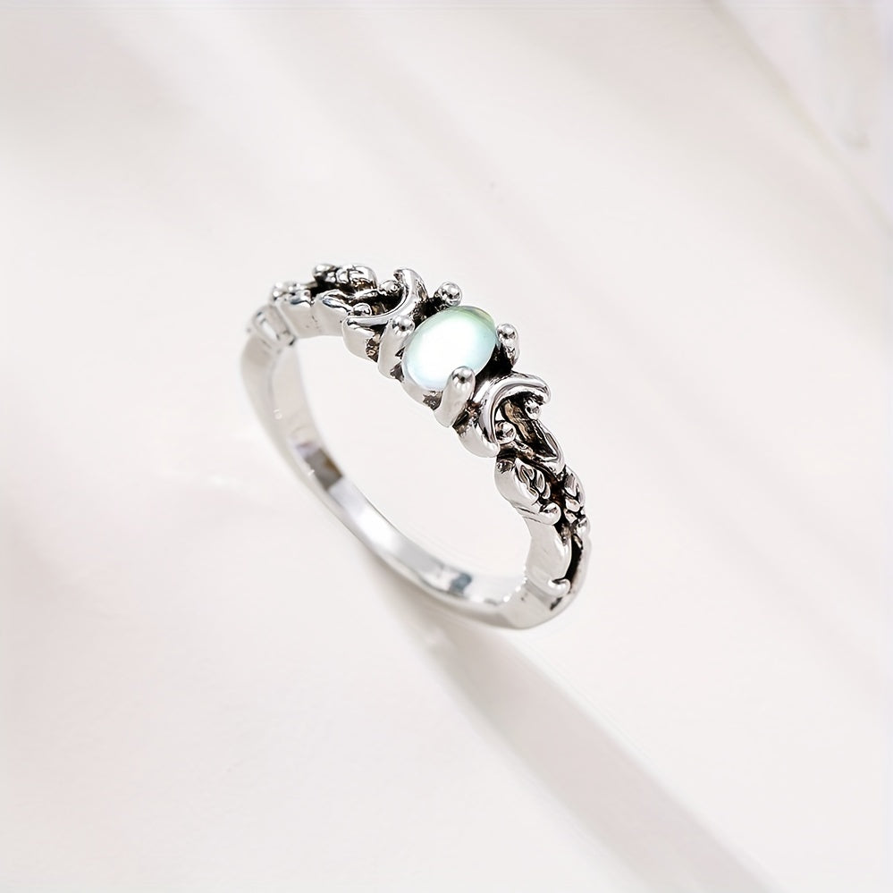Men's Silvery Faux Moonstone Ring - Delicate Design