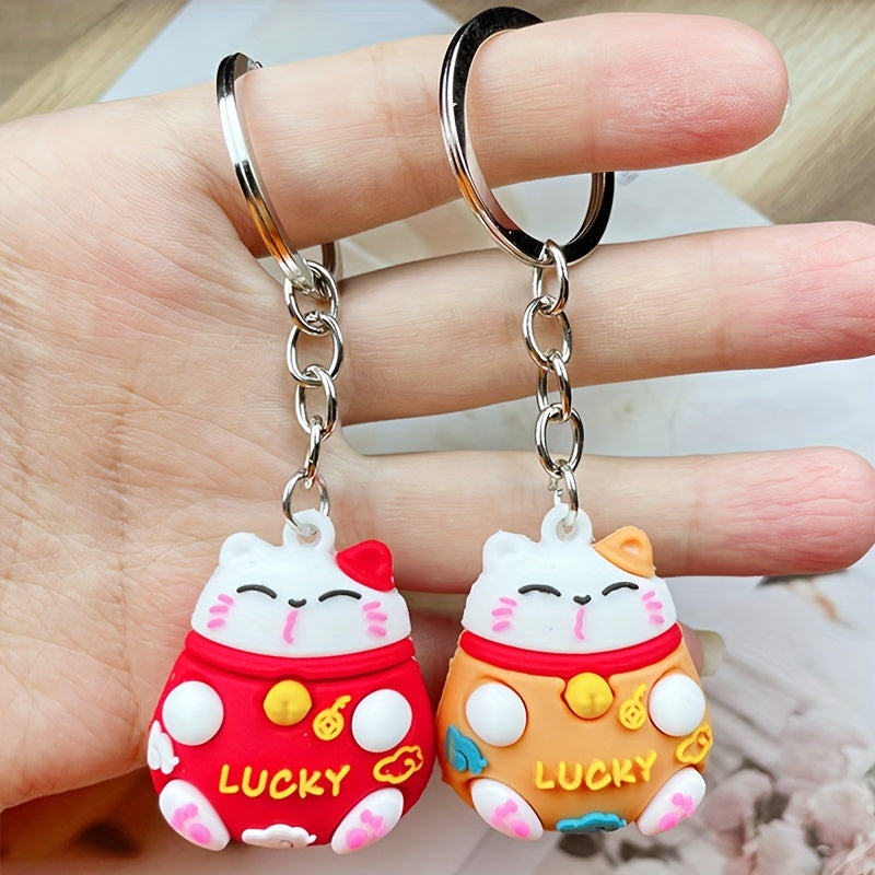 1pcs Baby Lucky Cat Door Ornament Creative Cartoon Lucky Cat Couple Bag Pendant