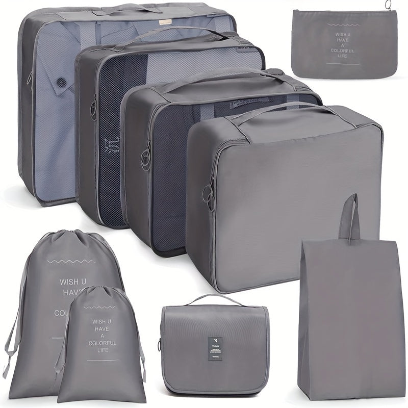 9 Pcs Lightweight Zipper Luggage Bags for Travel Organizers