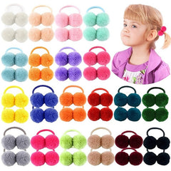 40pcs Baby Girls Pom Pom Hair Ties Elastic Hair Ponytail Holders for Toddlers