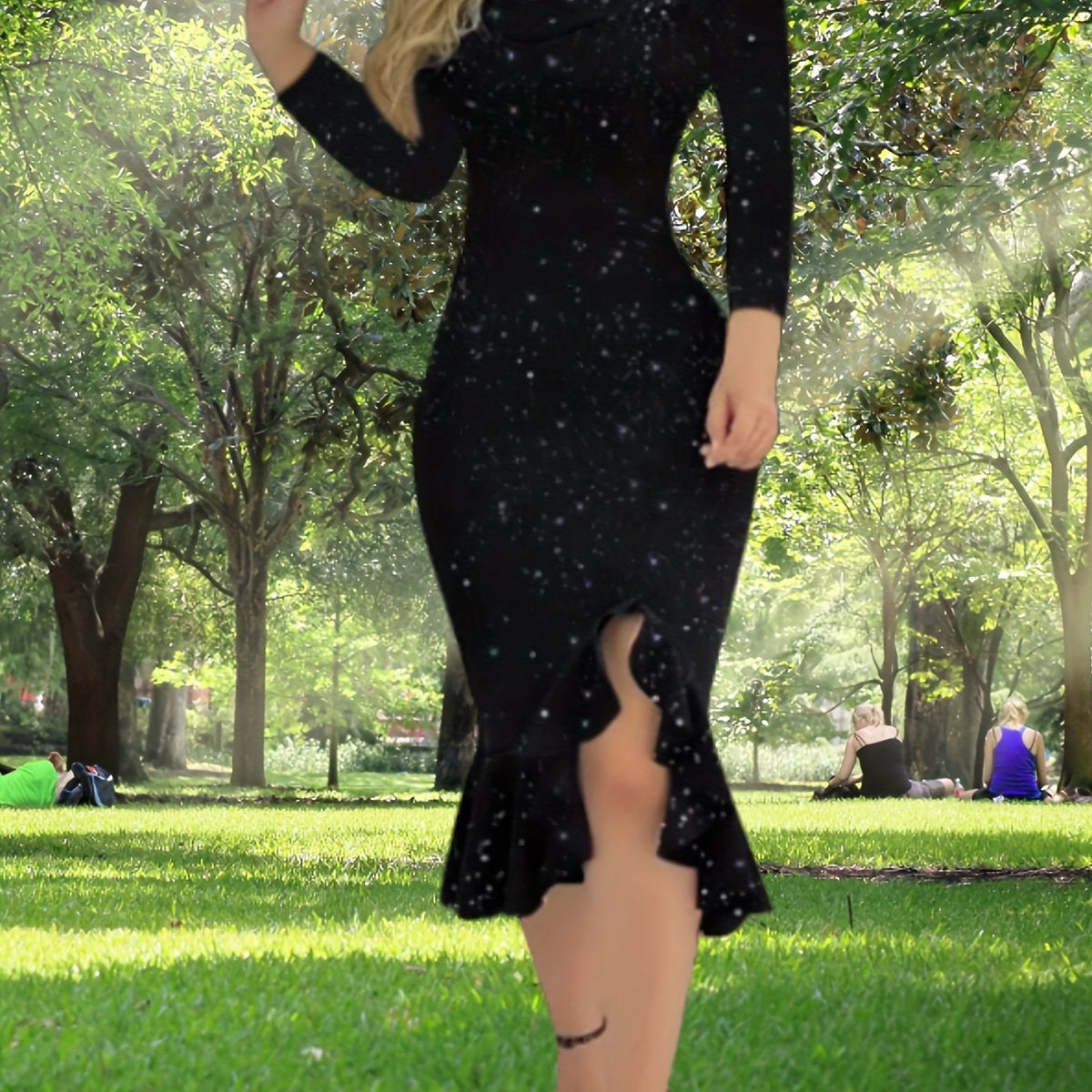  Rhinestone Off Shoulder Mermaid Dress
