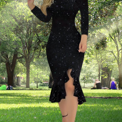  Rhinestone Off Shoulder Mermaid Dress