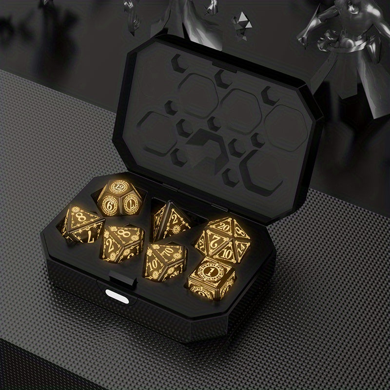 7 Pc Rechargeable LED Dice Set - Add Warm Breathing Light To Your Board Games
