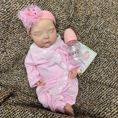 Realistic Silicone Reborn Youngsters Doll Lifelike Sleeping Girl Pink Onesie