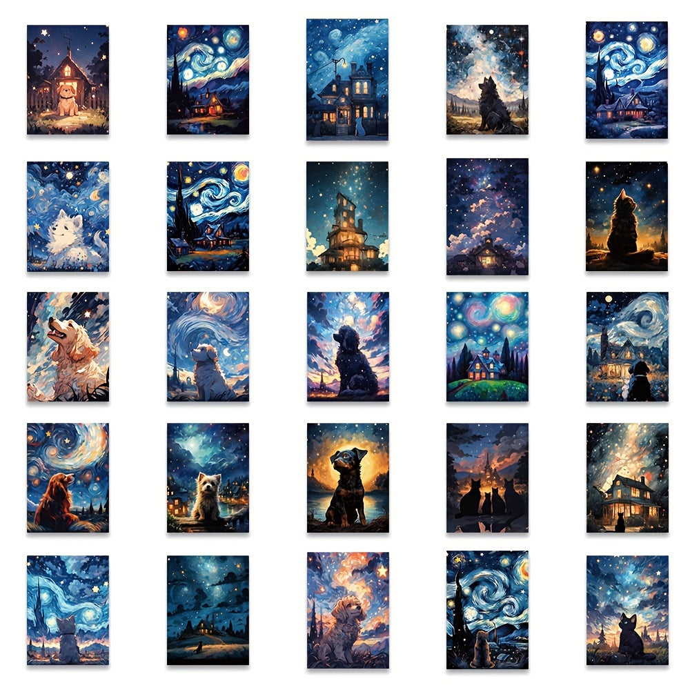 50pcs Starry Sky Animal Stickers - Laptop Helmet Desktop Water Cup Decora