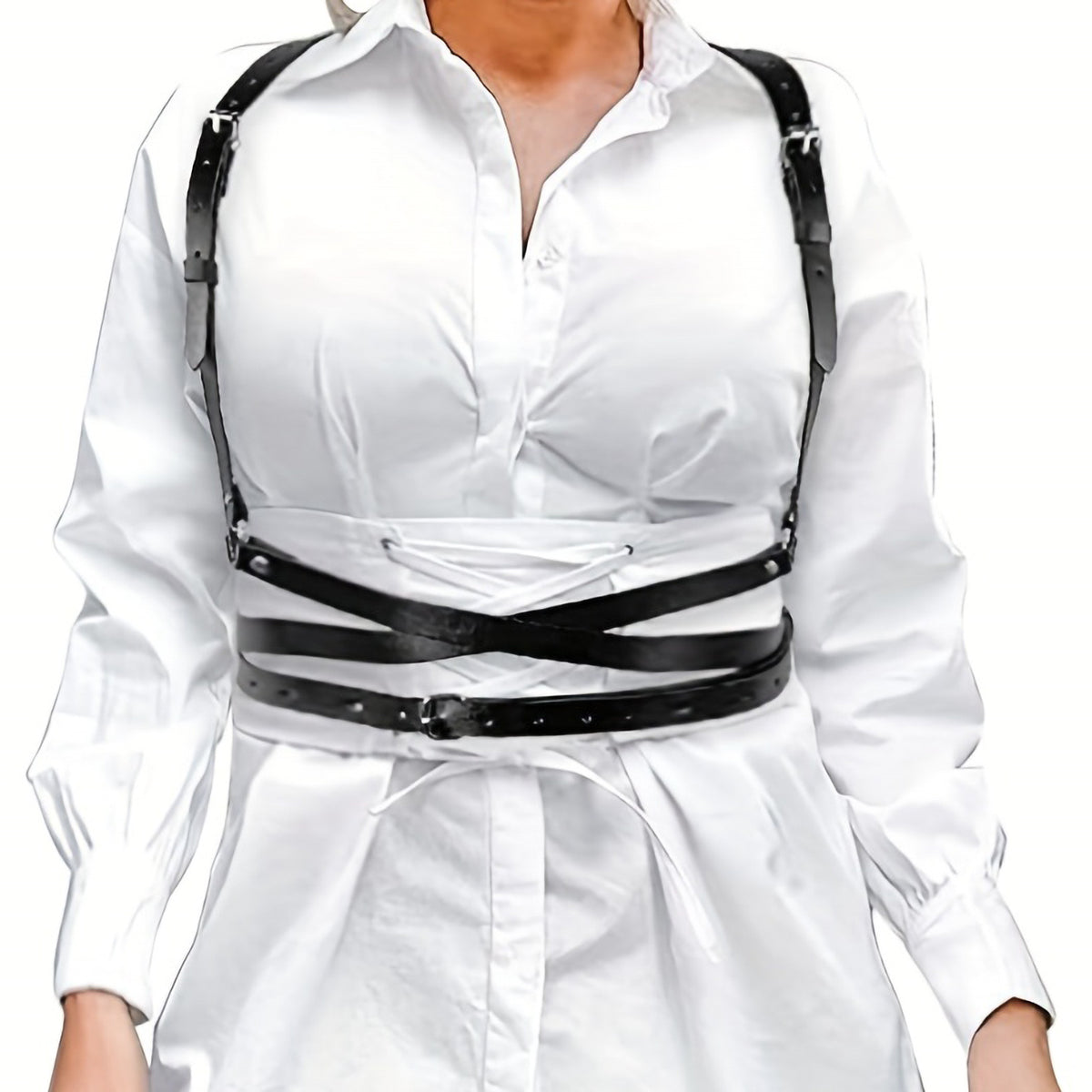 Women Pu Leather Harness Belt Clothes Corset Belt Adjustable