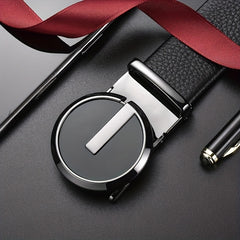 Men's Leather Needle Buckle Belt Brown Middle aged & Youth Casual