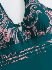  Colorblock Cut Out Back One Piece Swimsuit