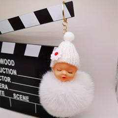 Cute Wool Hat Doll Plush Key Chain Car Pendant