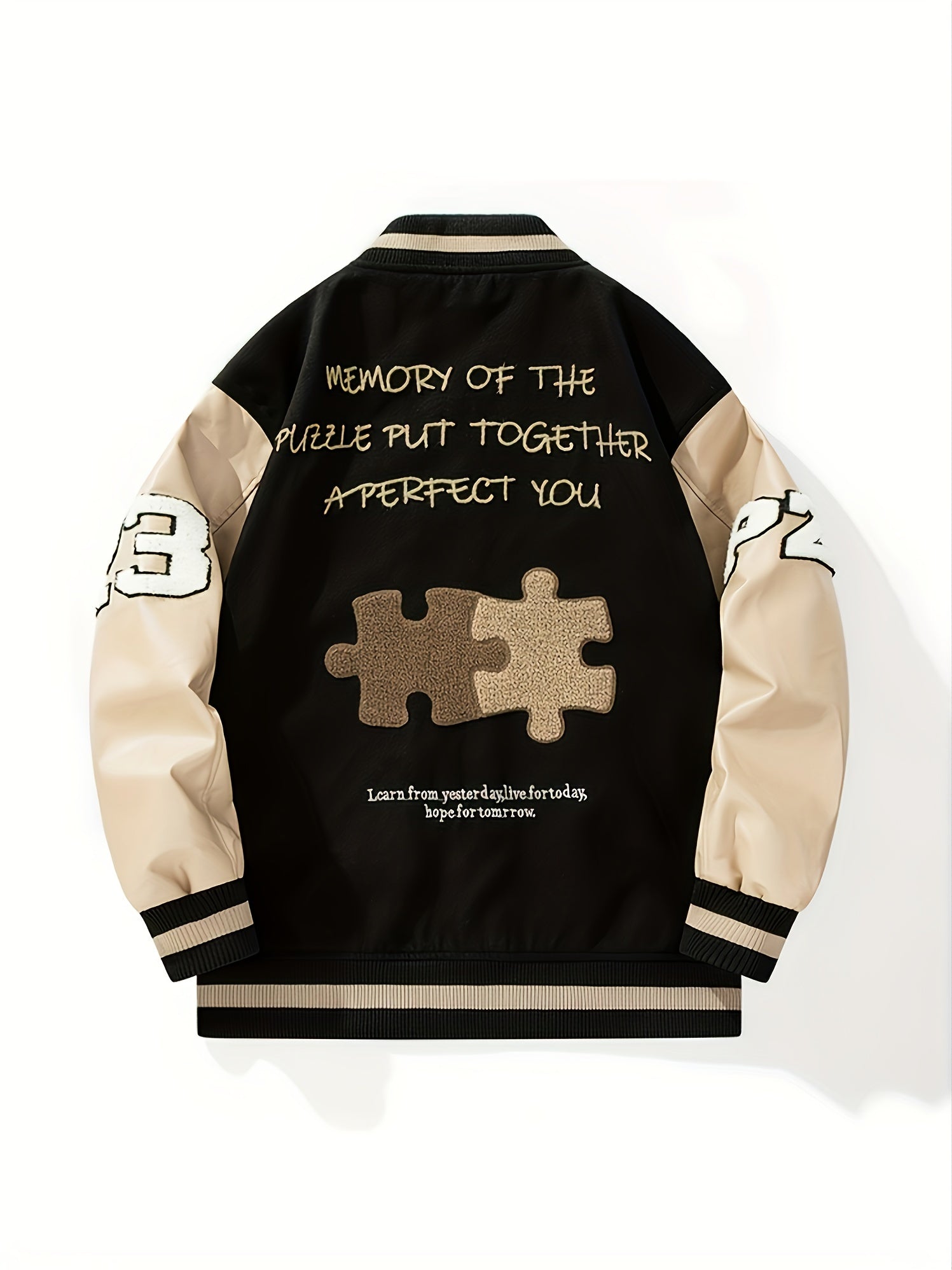 Men's Embroidered Varsity Jacket for Spring/Fall