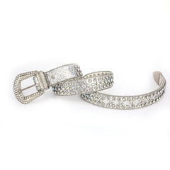 Men Women Rhinestone Belt Western Cowgirl Bling Studded Leather Belt