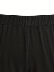  Women's Solid Elastic Zipper Stretch Sweatpants