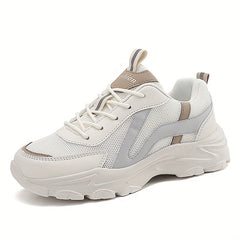 Women's Chunky Lace-Up Mesh Sneakers Thick Sole Platform Dad Shoes