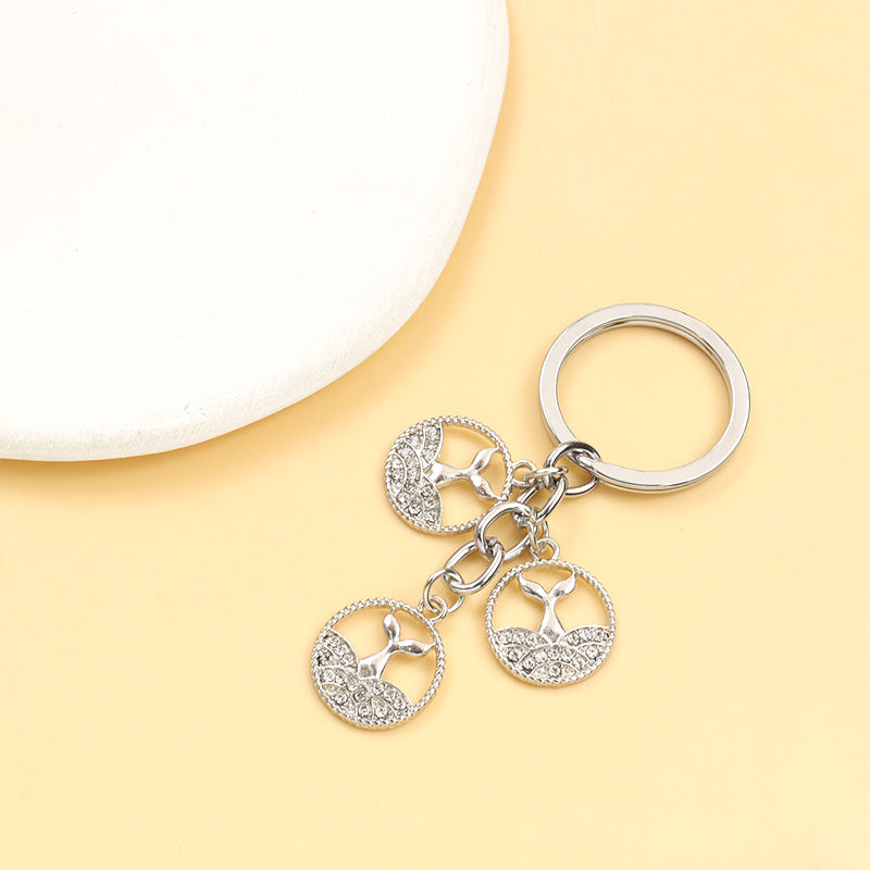 Rhinestone Mermaid Tail Keychain Metal Key Chain Bag Charm Car Ornament