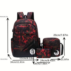 Men's Backpack Student Bag 3-Piece Set Outdoor Travel Mountaineering Bag