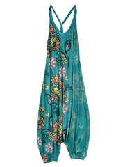  Paisley Print V Neck Boho Jumpsuit