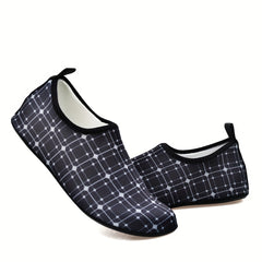 Women's Plaid Pattern Slip On Water Socks Quick Drying Shoes