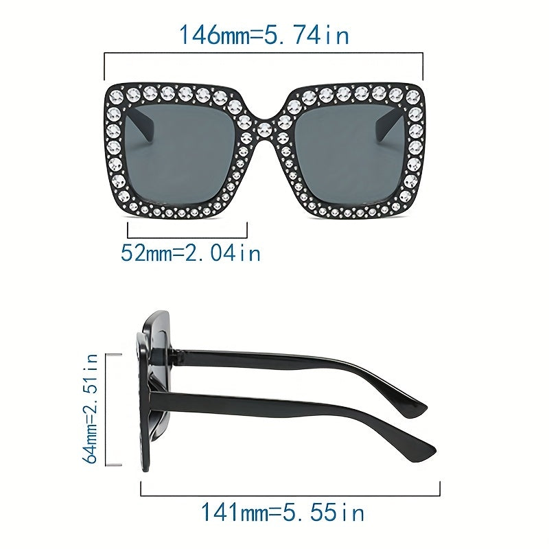 Large Rhinestone Sunglasses Casual Photo Booth Props Glasses UV400
