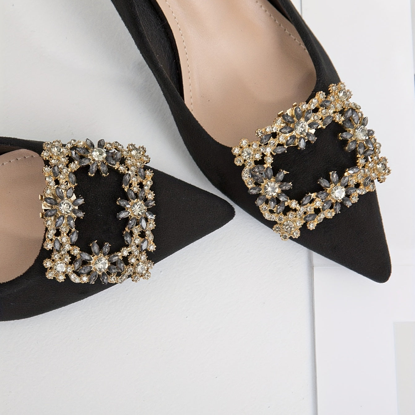 2pcs Square Rhinestone Shoe Buckles Wedding High Heel Decor