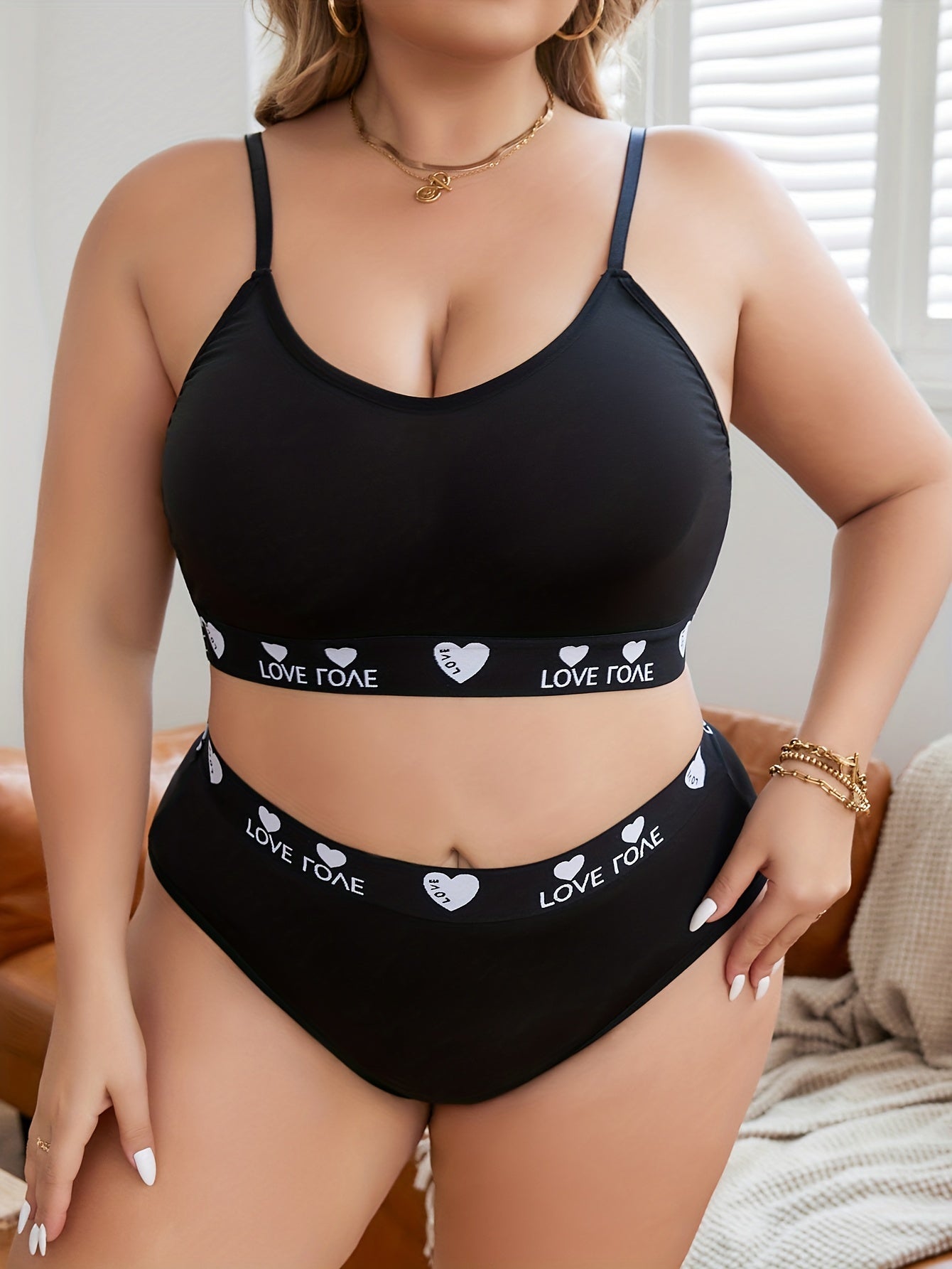  Sports Lingerie Set Women's Plus Full Cover Bra & Panty Two Piece Set