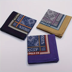 3pcs Men's Woven Printed Handkerchiefs - Outdoor & Wedding Gift Set