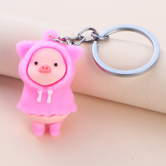 PVC Raincoat Pig Key Ring 1PCS Cute Keychain for Kids